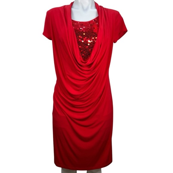 Isabella Rodríguez Elegant Red Sequin Stretch Dress size 6 - Picture 1 of 6